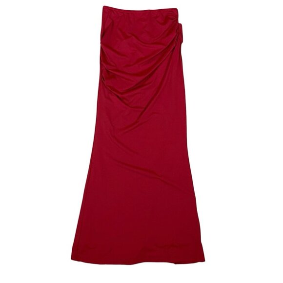Runaway The Label Strapless Red Ruched Maxi Dress XS Sleek Formal Evening Look - Picture 1 of 6